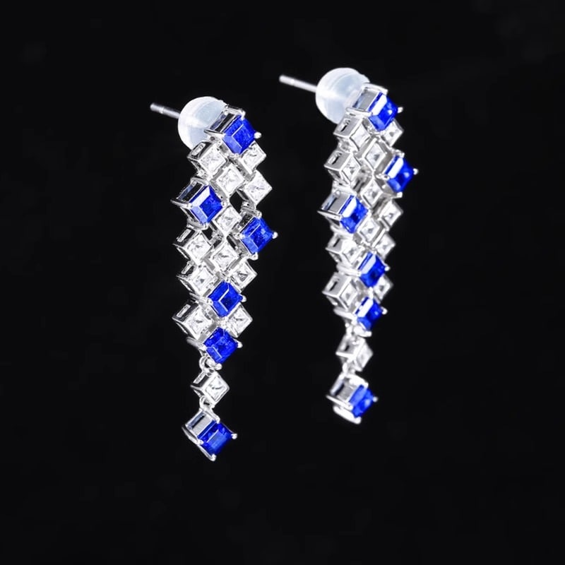 14k Gold 3.37 Ctw Natural Sapphire & Sapphire Earrings - 2