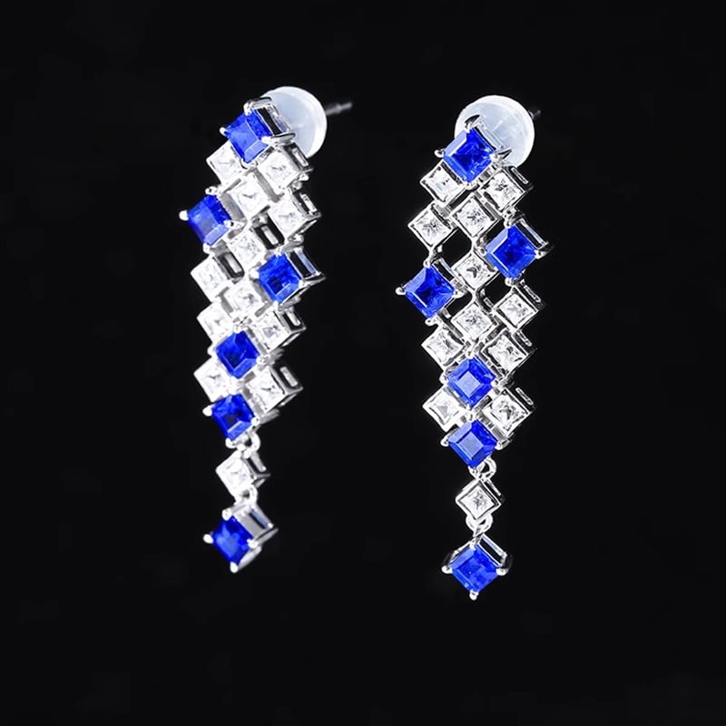 14k Gold 3.37 Ctw Natural Sapphire & Sapphire Earrings - 3