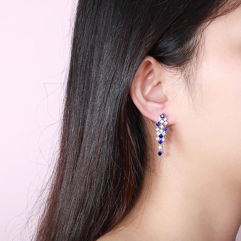 14k Gold 3.37 Ctw Natural Sapphire & Sapphire Earrings - 5