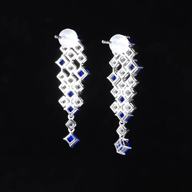 14k Gold 3.37 Ctw Natural Sapphire & Sapphire Earrings - 6