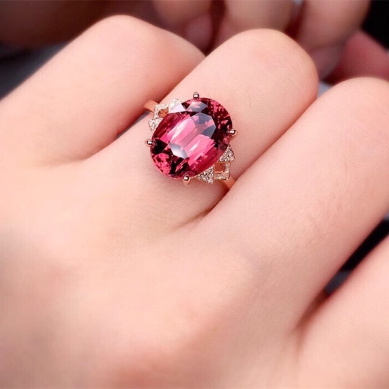 14k Gold 5.8 Ct Natural Tourmaline & Diamond Ring - 3