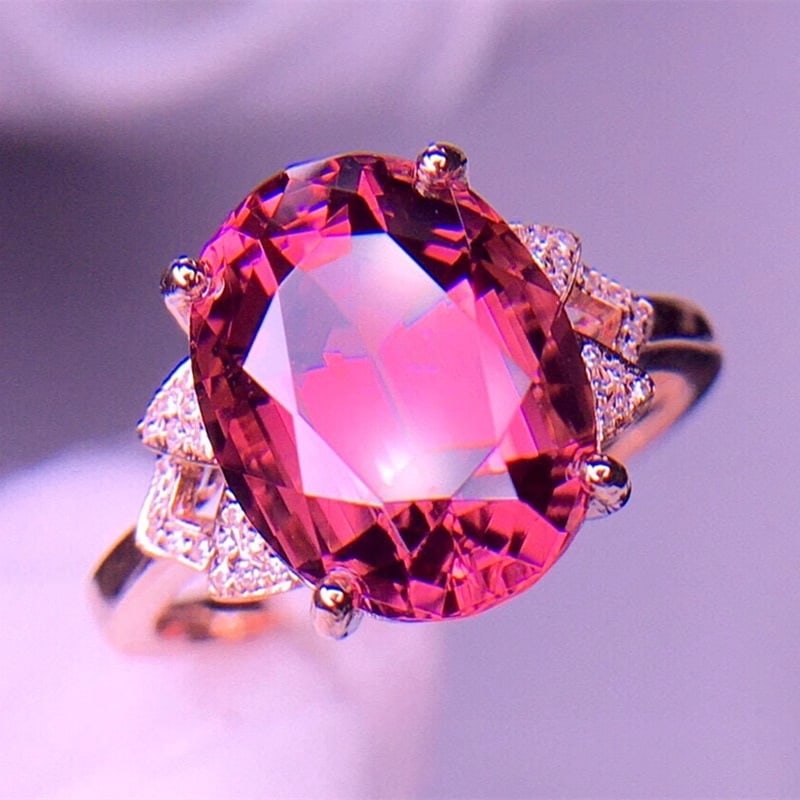 14k Gold 5.8 Ct Natural Tourmaline & Diamond Ring - 5