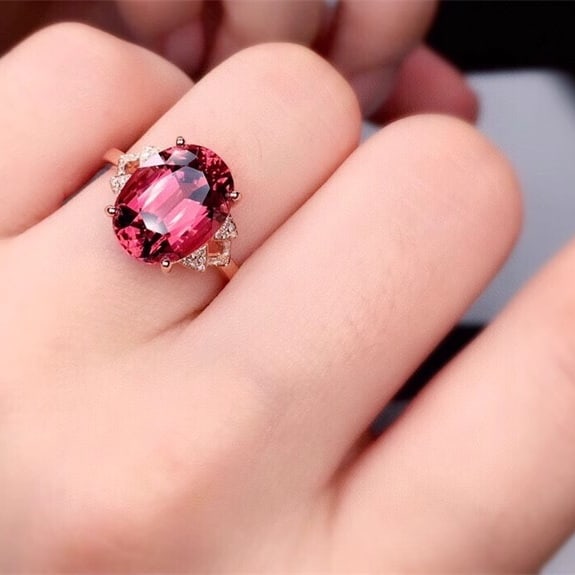 14k Gold 5.8 Ct Natural Tourmaline & Diamond Ring - 6