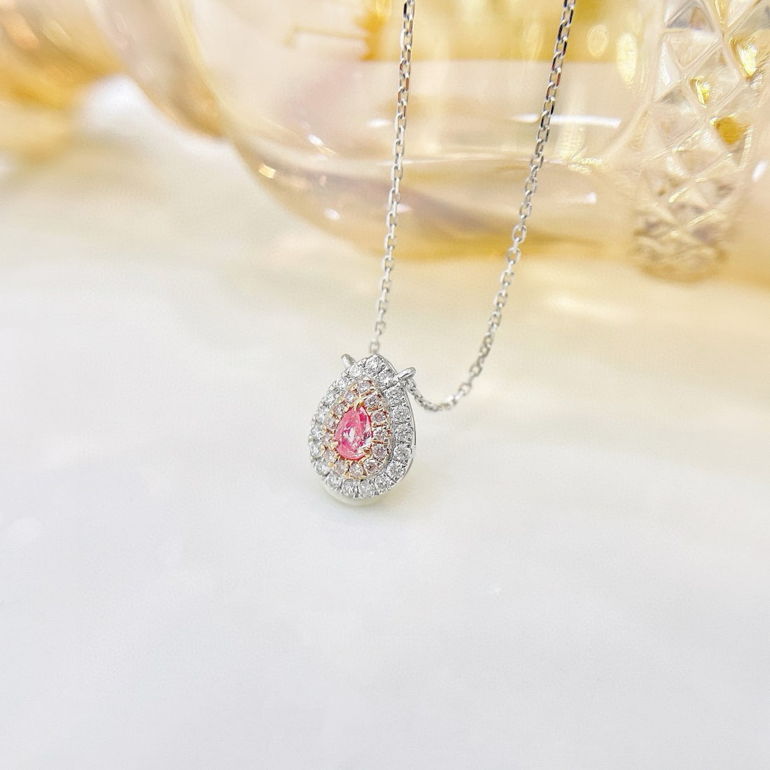 14k Gold 0.29 Ctw Natural Pink Diamond & Diamond Necklace - 3