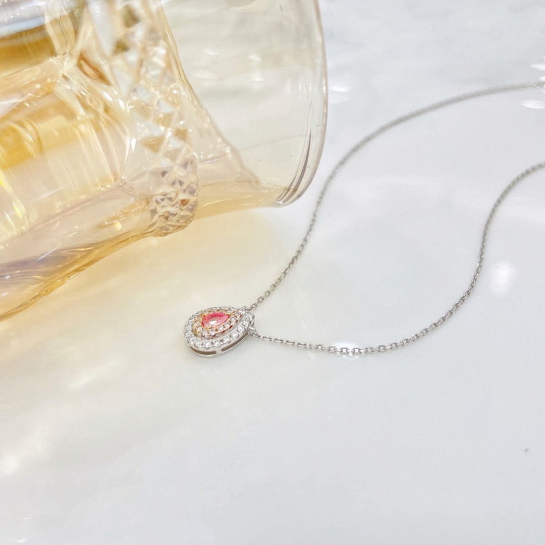 14k Gold 0.29 Ctw Natural Pink Diamond & Diamond Necklace - 4