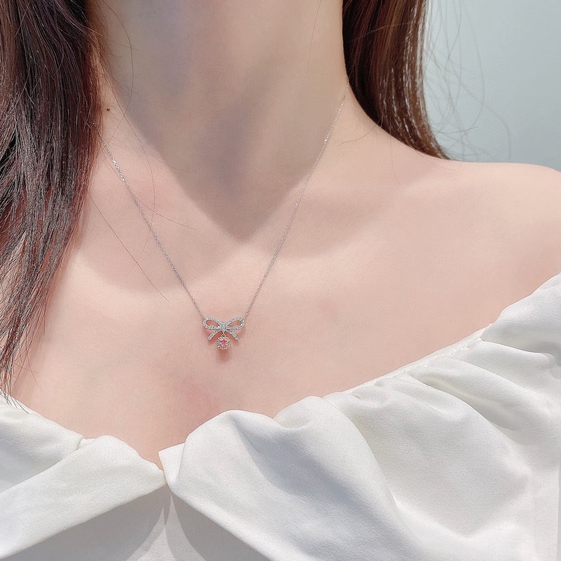14k Gold 0.25 Ctw Natural Pink Diamond & Diamond Necklace - 2