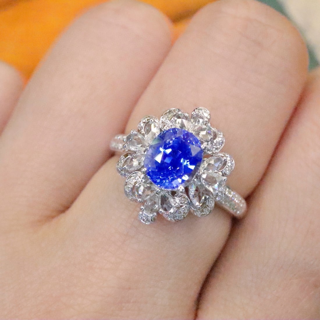 14k Gold 2.19 Ctw Natural Sapphire & Diamond Ring - 3
