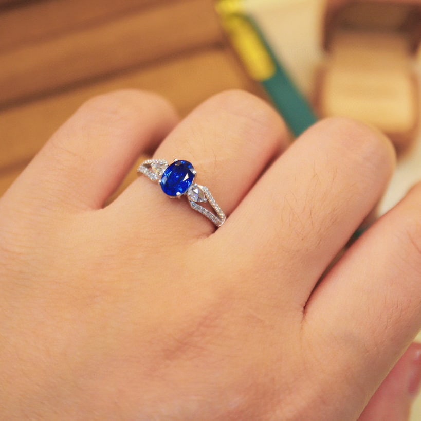 14k Gold 1.34 Ctw Natural Sapphire & Diamond Ring - 3