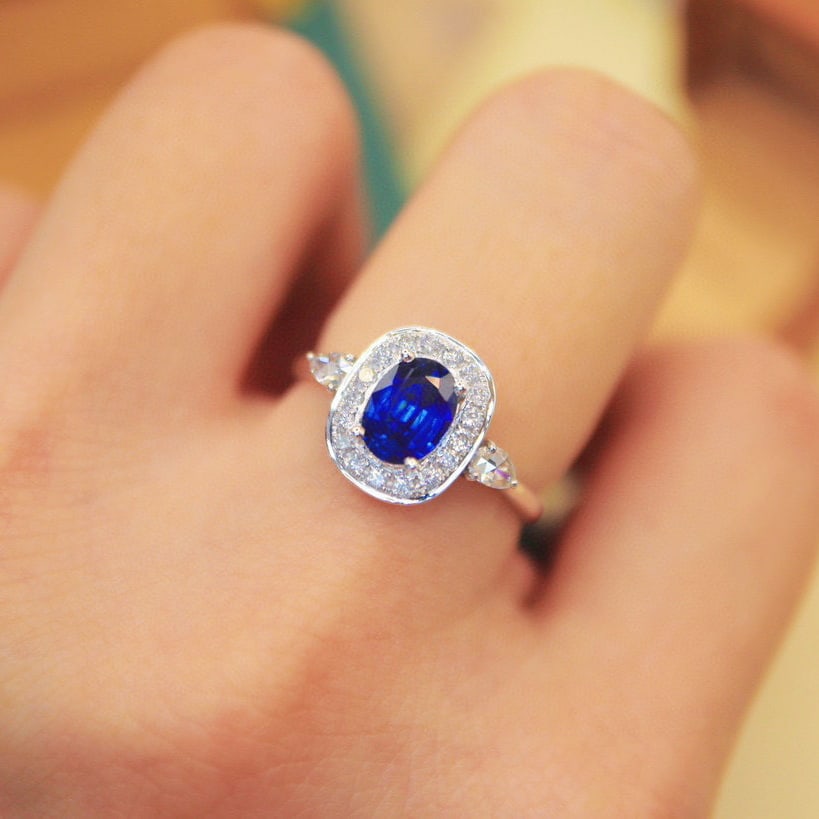 14k Gold 1.20 Ctw Natural Sapphire & Diamond Ring - 3