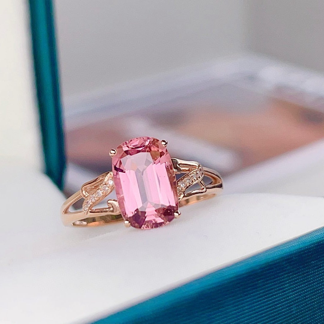 14k Gold 1.97 Ct Natural Tourmaline & Diamond Ring - 2