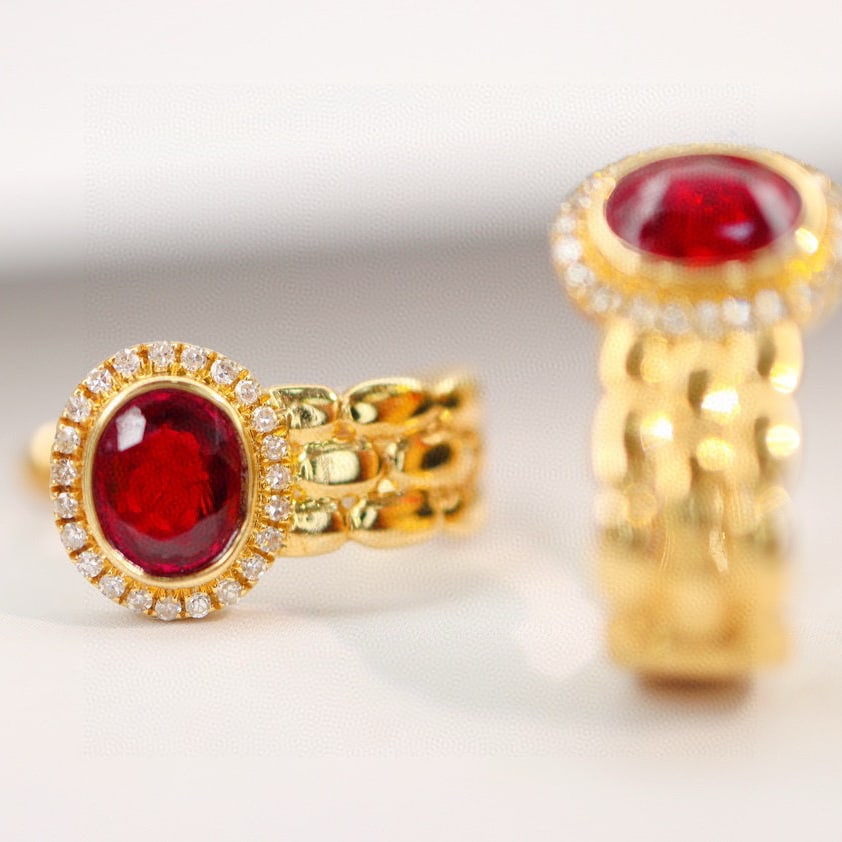 14k Gold 1.02 Ctw Natural Ruby & Diamond Earrings - 2
