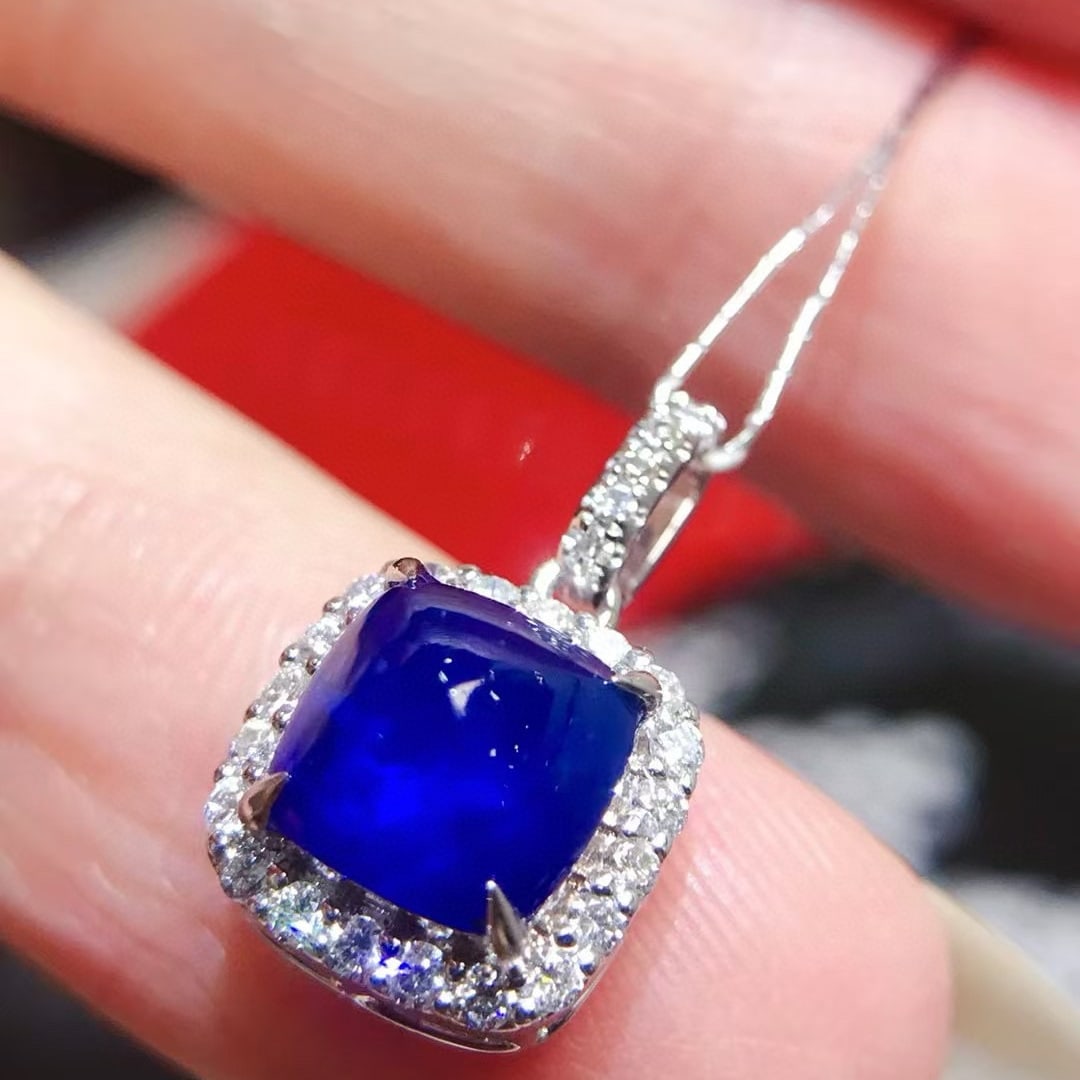 14k Gold 1.70 Ctw Natural Sapphire & Diamond Pendant( Without Chain ) - 3