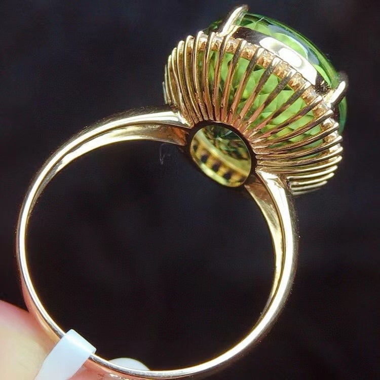 14k Gold 11 Ct Natural Tourmaline & Diamond Ring - 5