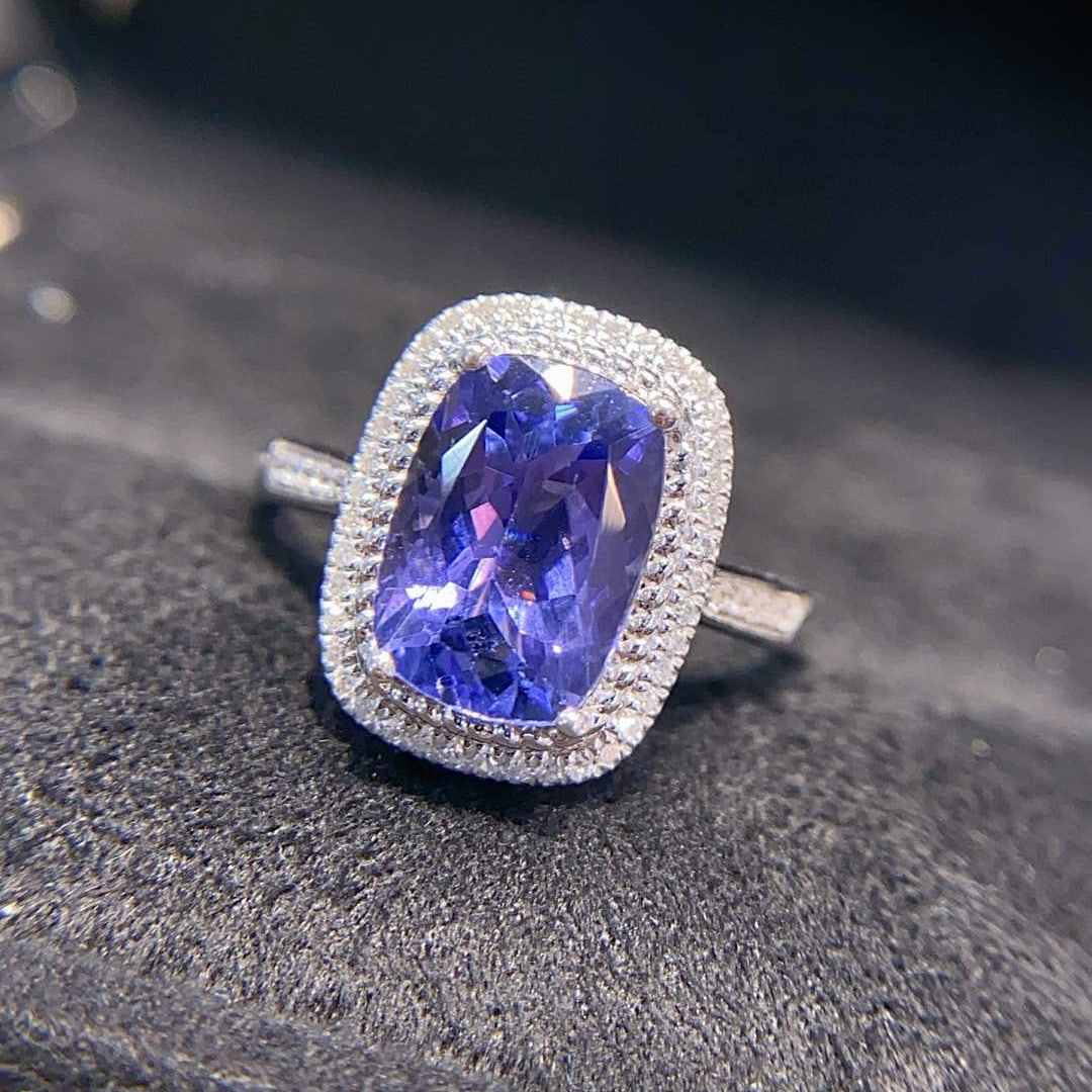 14k Gold 2.67 Ctw Natural Tanzanite & Diamond Ring - 2