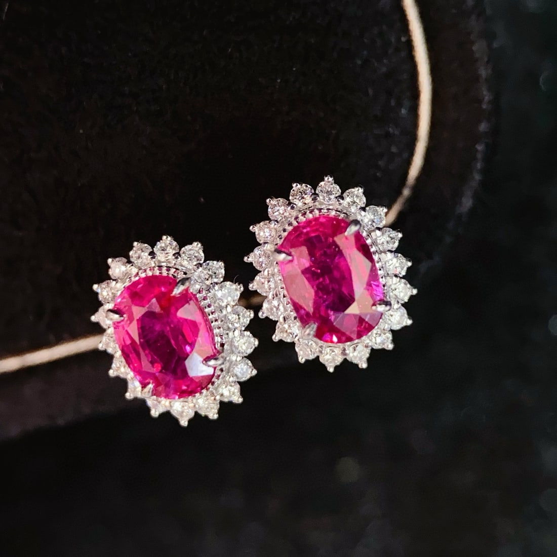 14k Gold 1.55 Ct Natural Ruby & Diamond Earrings - 6