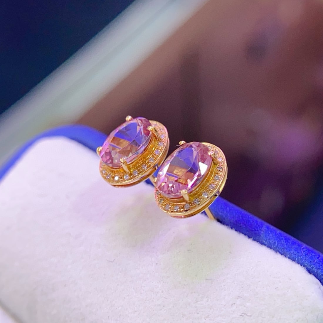 14k Gold 1.7 Ct Natural Tourmaline & Diamond Earrings - 4