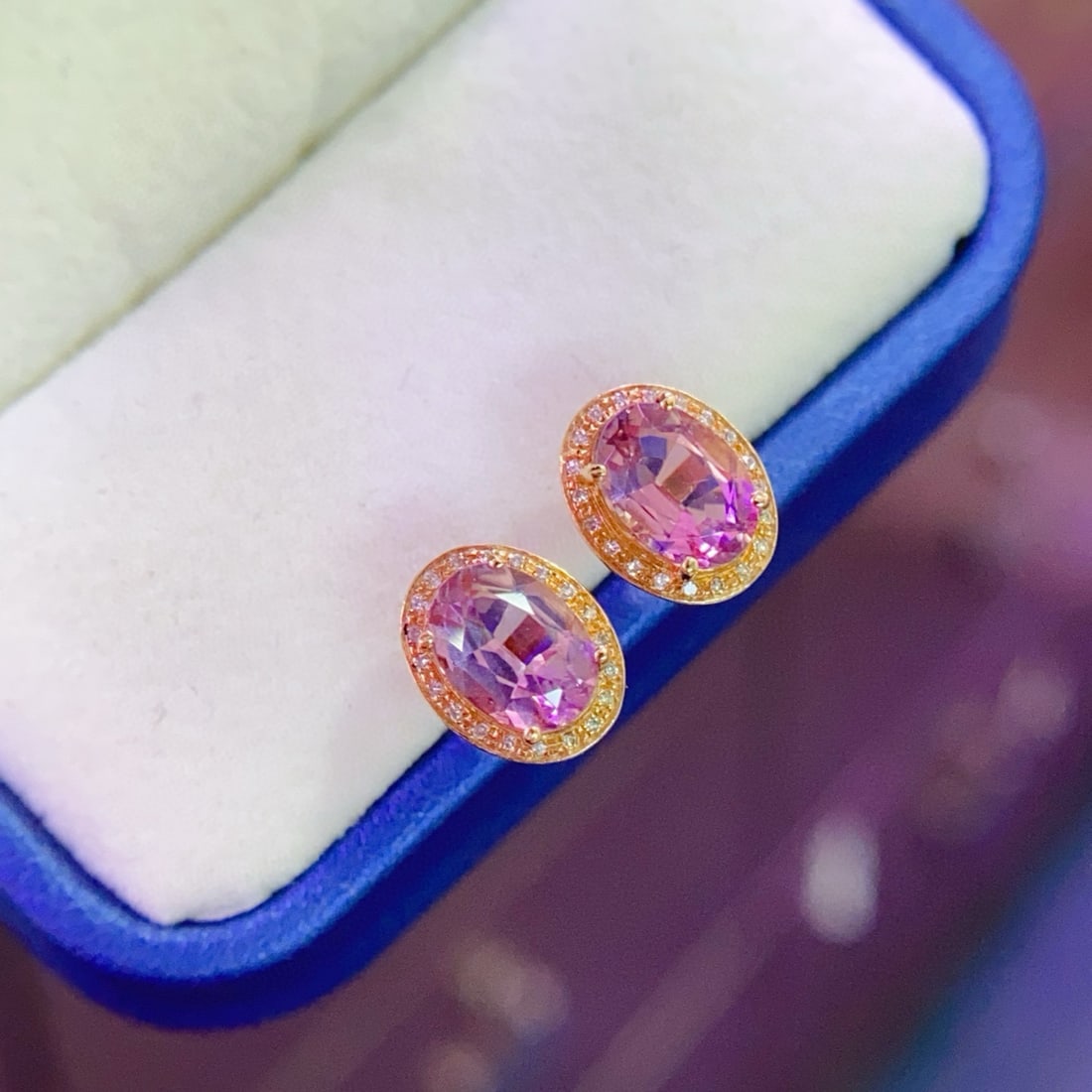 14k Gold 1.7 Ct Natural Tourmaline & Diamond Earrings - 6