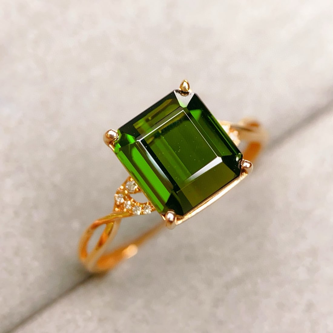 14k Gold 3.23 Ctw Natural Tourmaline & Diamond Ring - 6
