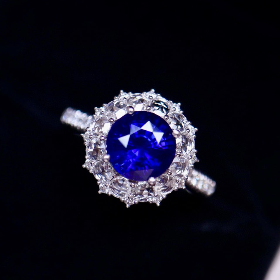 14k Gold 2.46 Ct Natural Sapphire & Diamond Ring - 2