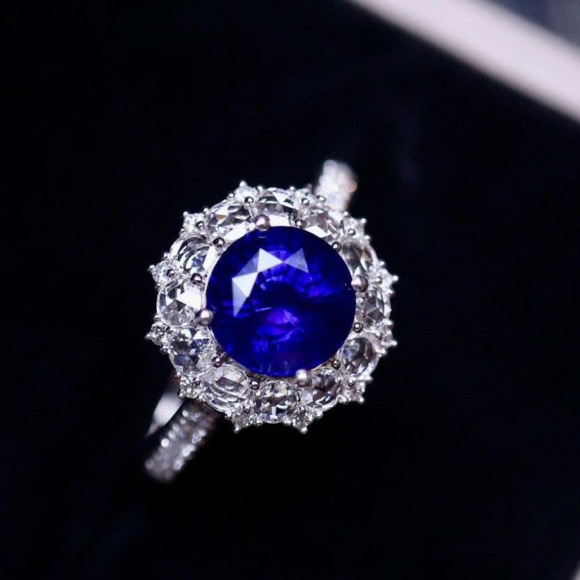 14k Gold 2.46 Ct Natural Sapphire & Diamond Ring - 3