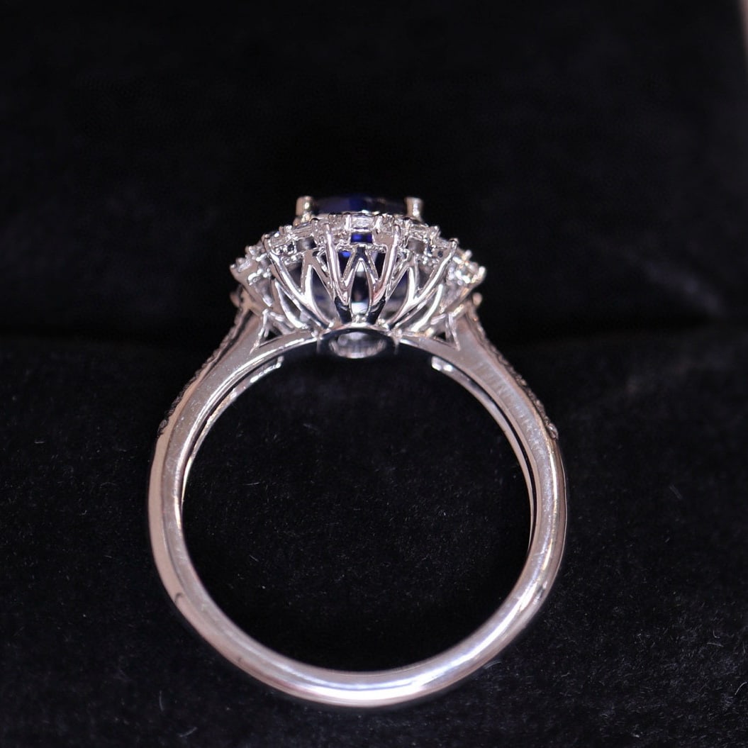 14k Gold 2.46 Ct Natural Sapphire & Diamond Ring - 5