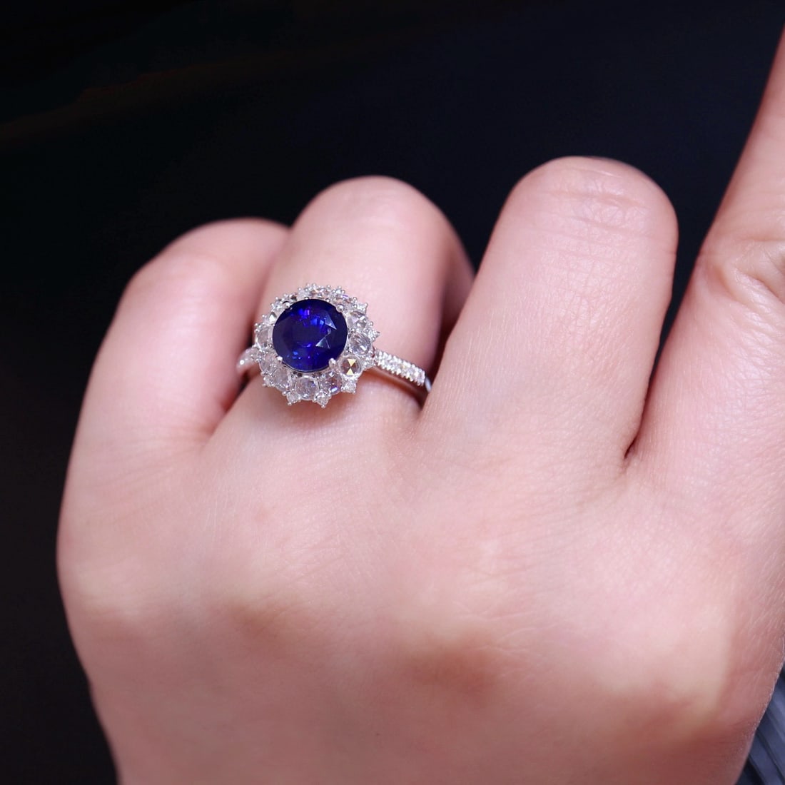 14k Gold 2.46 Ct Natural Sapphire & Diamond Ring - 6