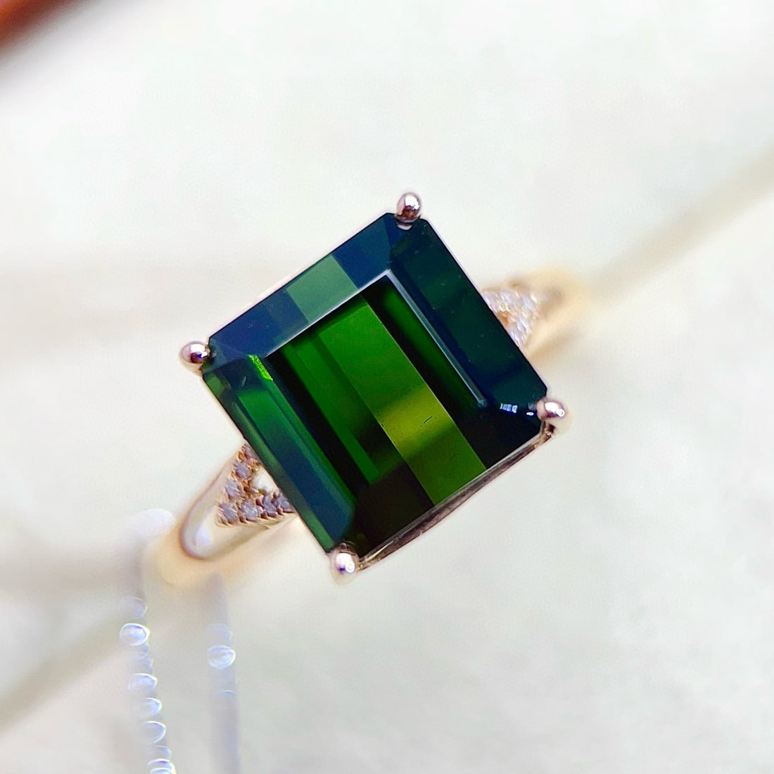 14k Gold 5.69 Ctw Natural Tourmaline & Diamond Ring - 2