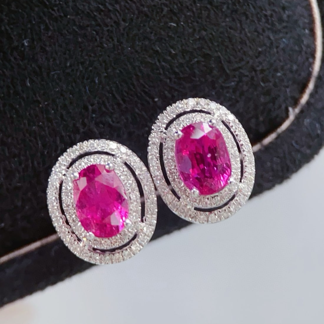 14k Gold 1.65 Ct Natural Ruby & Diamond Earrings - 2
