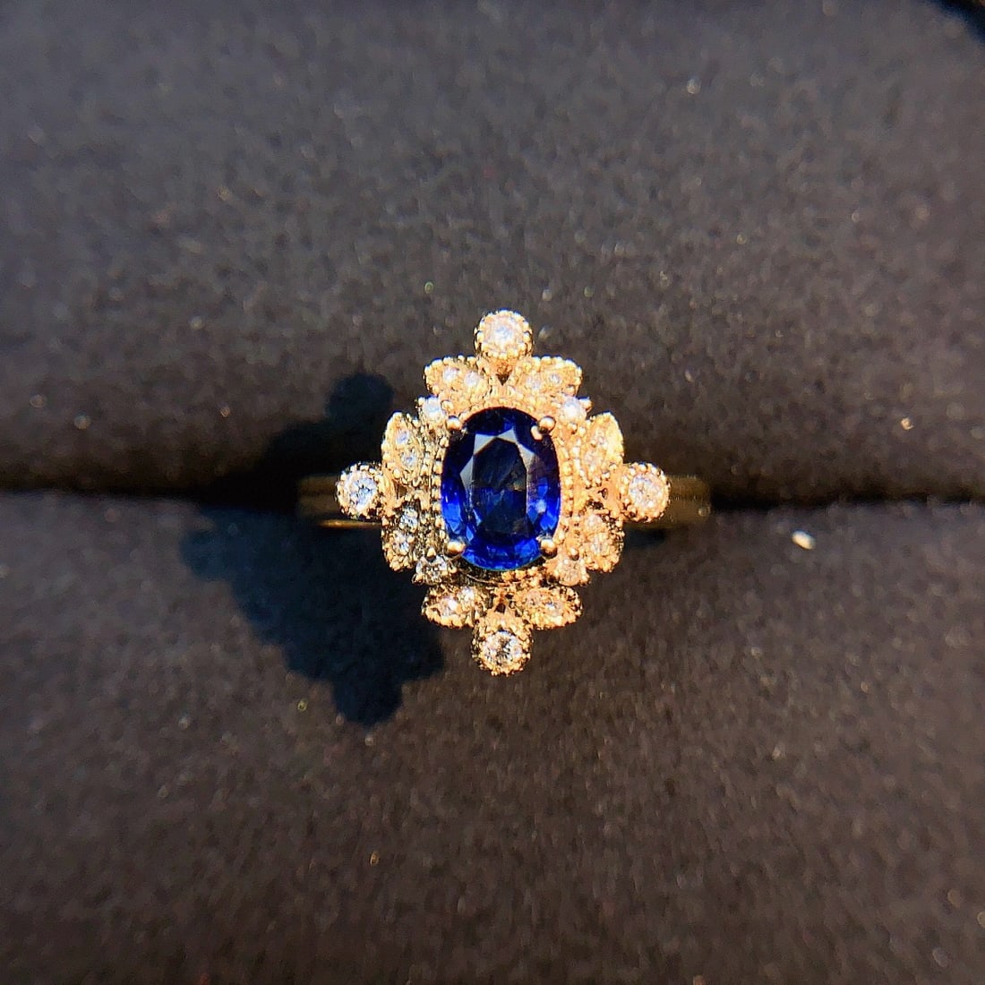14k Gold 0.81 Ct Natural Sapphire & Diamond Ring - 5