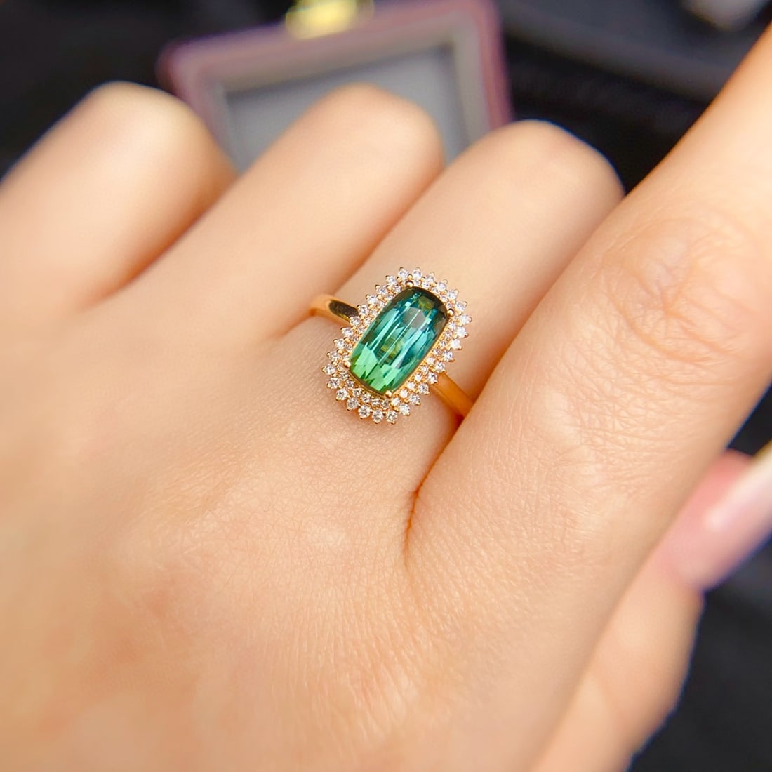 14k Gold 1.95 Ctw Natural Tourmaline & Diamond Ring - 4