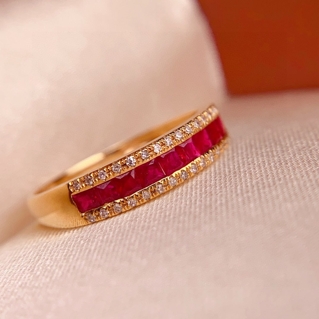 14k Gold 0.8 Ct Natural Ruby & Diamond Ring - 2