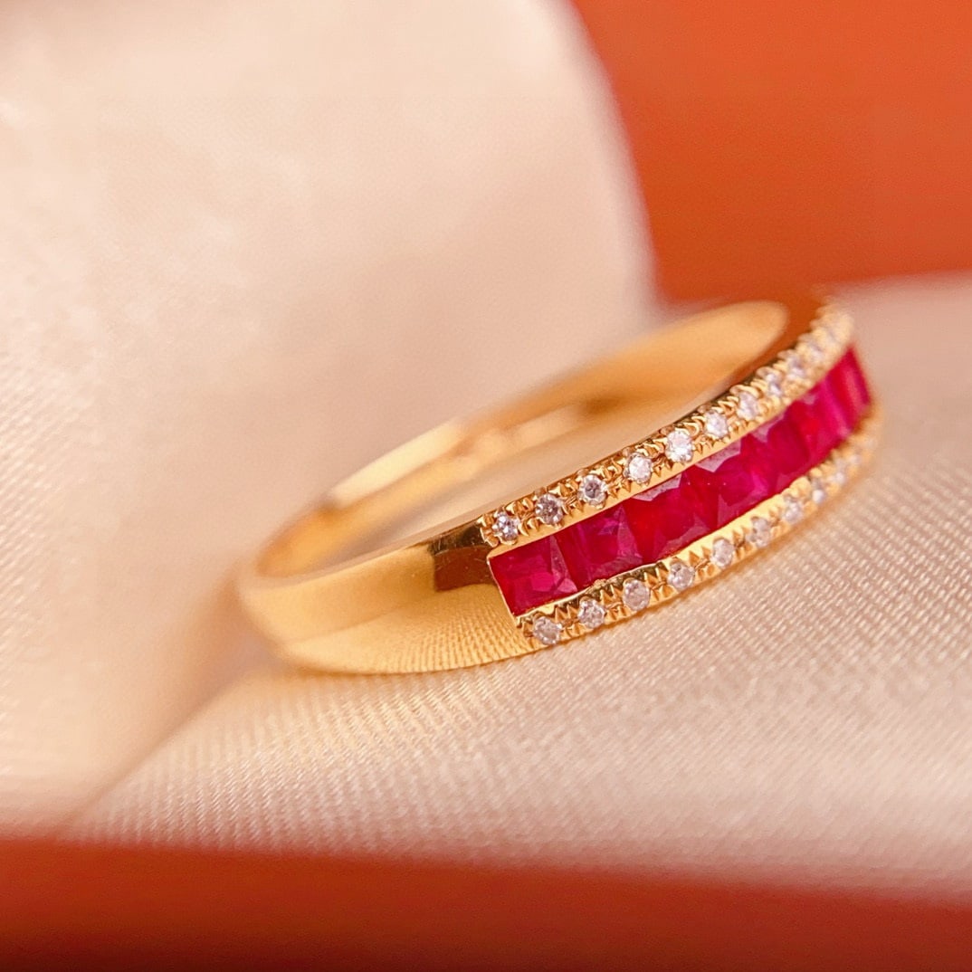 14k Gold 0.8 Ct Natural Ruby & Diamond Ring - 3