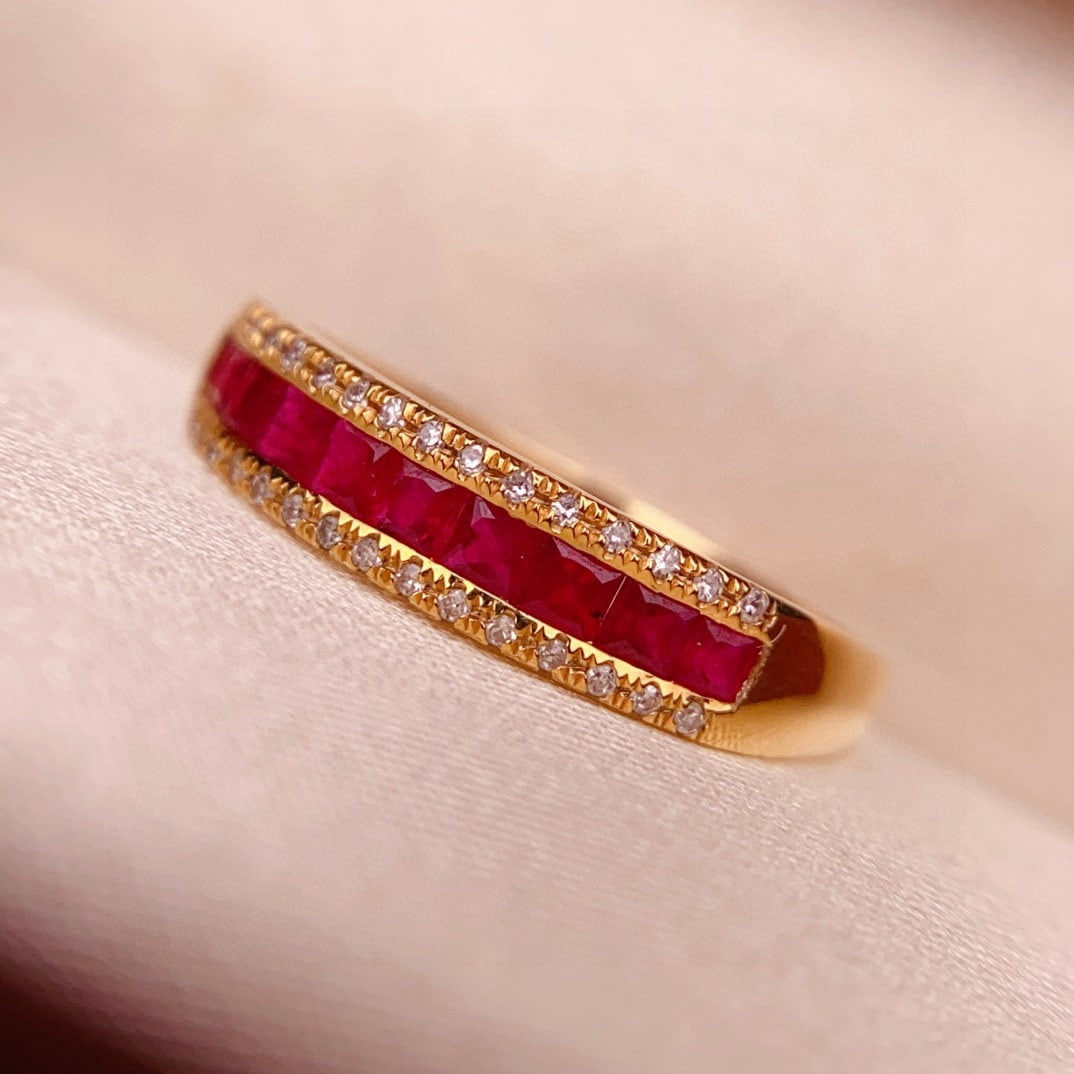 14k Gold 0.8 Ct Natural Ruby & Diamond Ring - 4