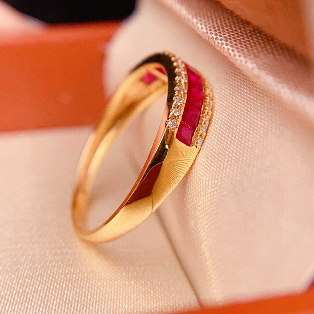 14k Gold 0.8 Ct Natural Ruby & Diamond Ring - 5
