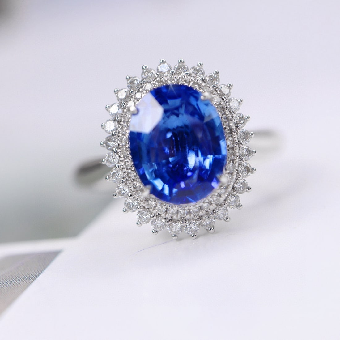 14k Gold 2.62 Ctw Natural Sapphire & Diamond Ring - 2