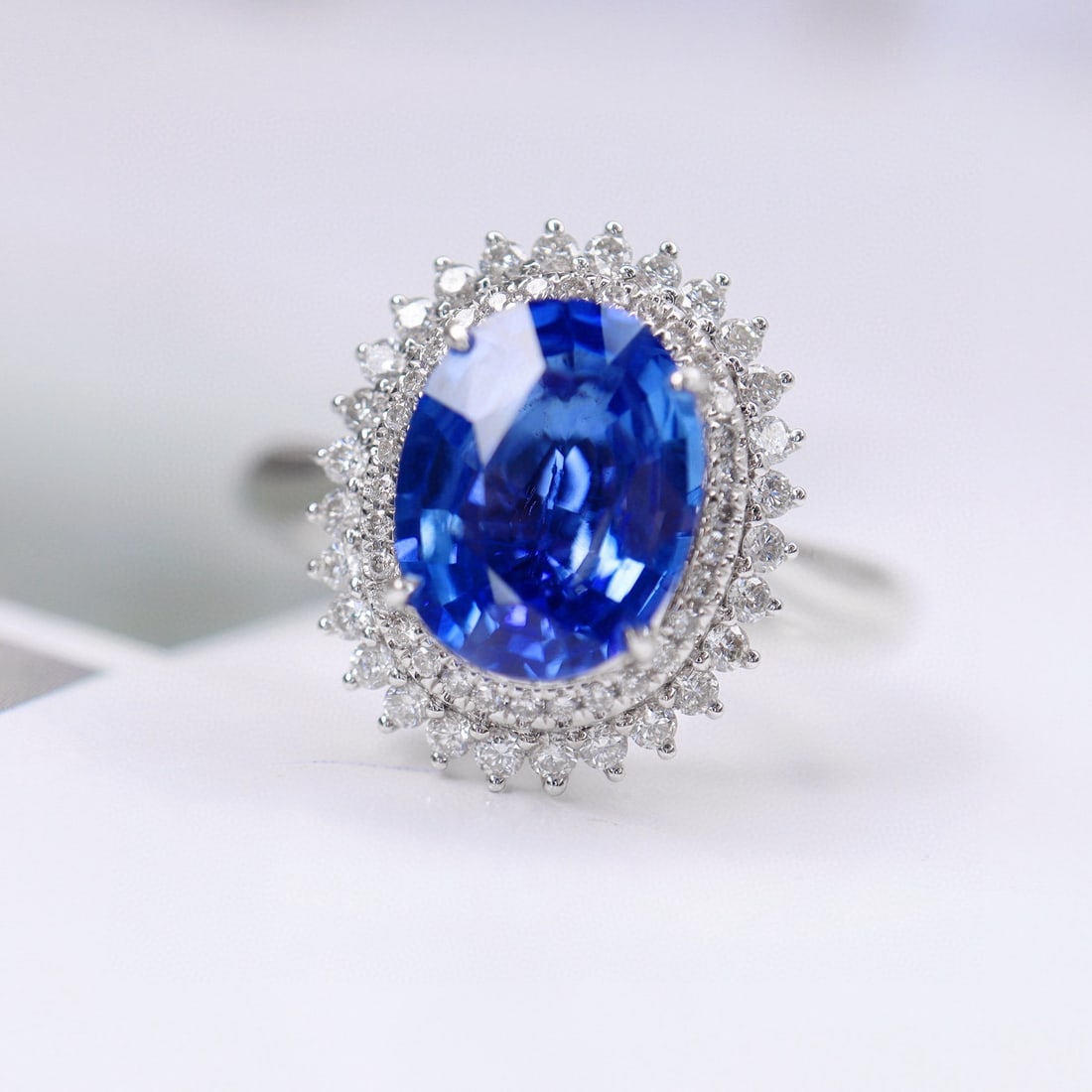 14k Gold 2.62 Ctw Natural Sapphire & Diamond Ring - 4