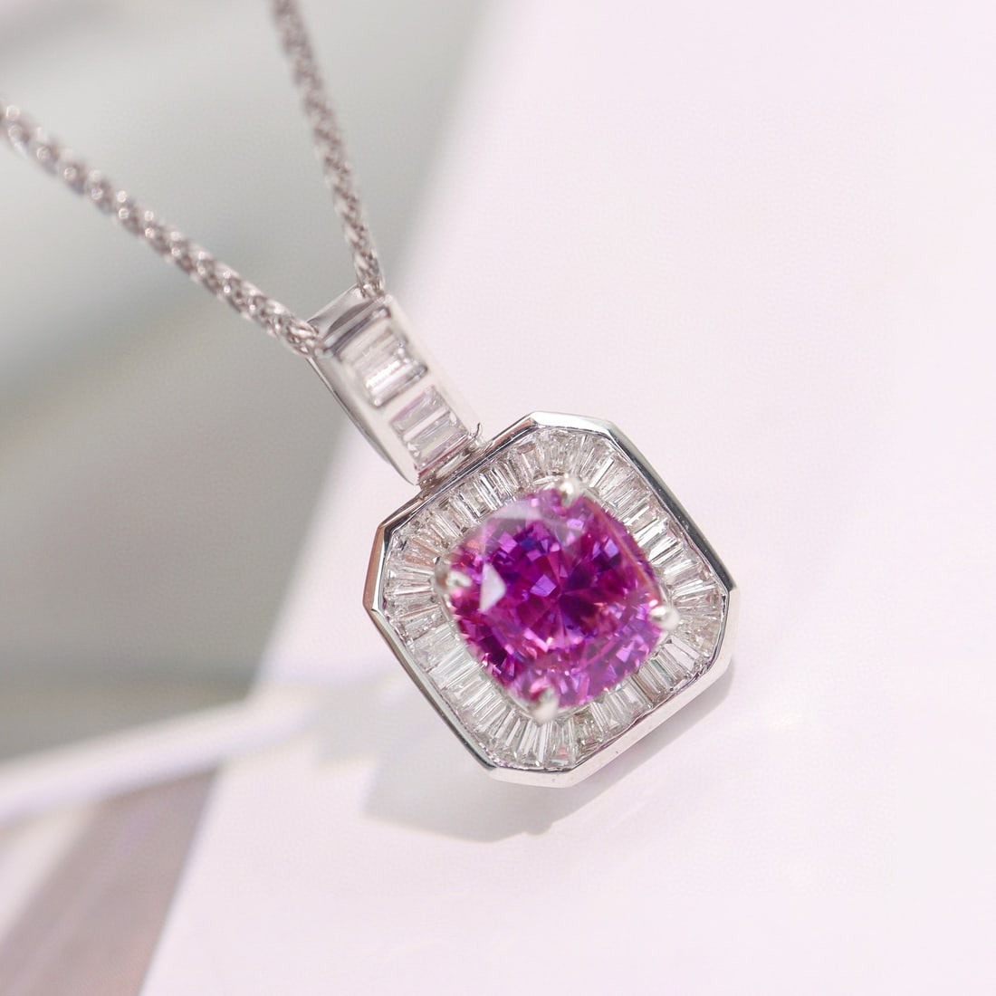 14k Gold 1.35 Ctw Natural Sapphire & Diamond Pendant( Without Chain ) - 2