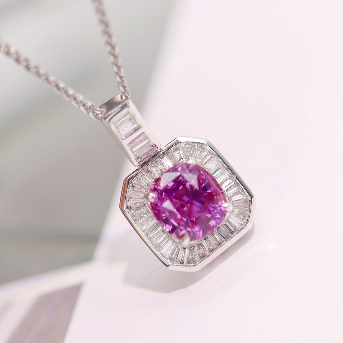14k Gold 1.35 Ctw Natural Sapphire & Diamond Pendant( Without Chain ) - 3