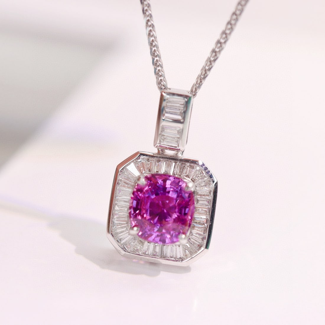 14k Gold 1.35 Ctw Natural Sapphire & Diamond Pendant( Without Chain ) - 4