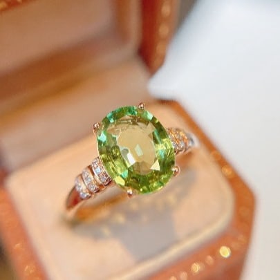 14k Gold 2.11 Ct Natural Tourmaline & Diamond Ring - 2