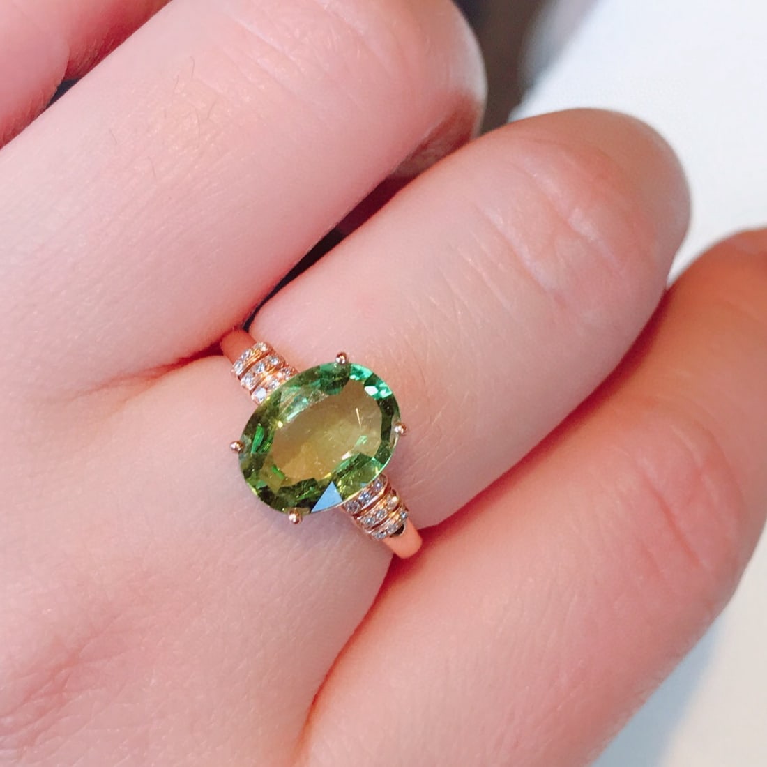 14k Gold 2.11 Ct Natural Tourmaline & Diamond Ring - 4