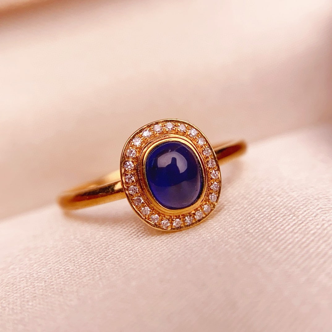 14k Gold 0.75 Ct Natural Sapphire & Diamond Ring - 2