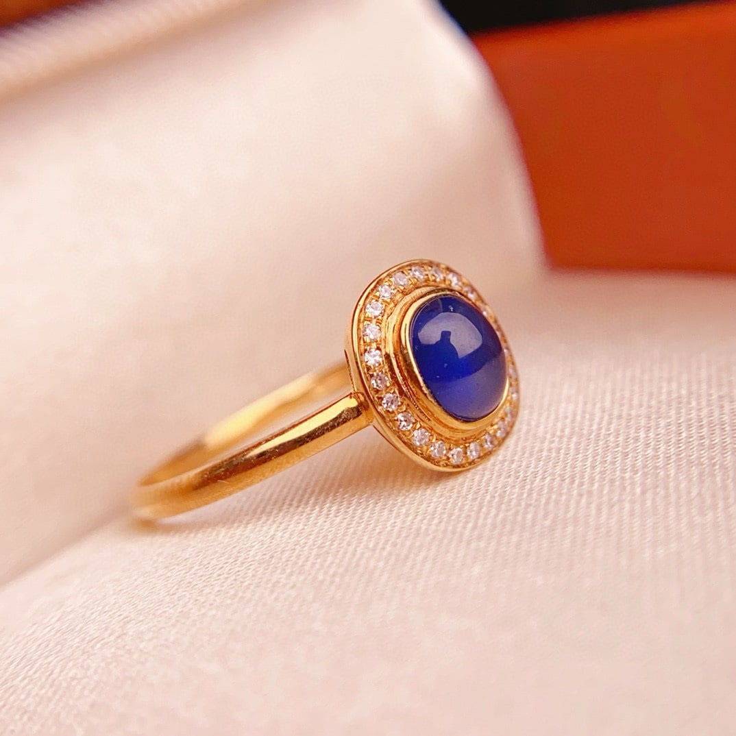 14k Gold 0.75 Ct Natural Sapphire & Diamond Ring - 3