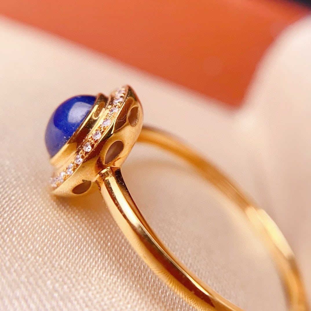 14k Gold 0.75 Ct Natural Sapphire & Diamond Ring - 5