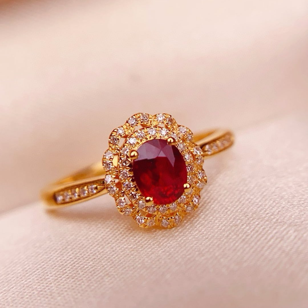 14k Gold 0.55 Ct Natural Ruby & Diamond Ring - 2