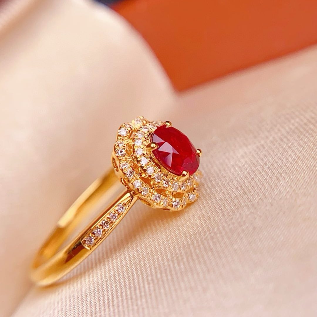 14k Gold 0.55 Ct Natural Ruby & Diamond Ring - 3