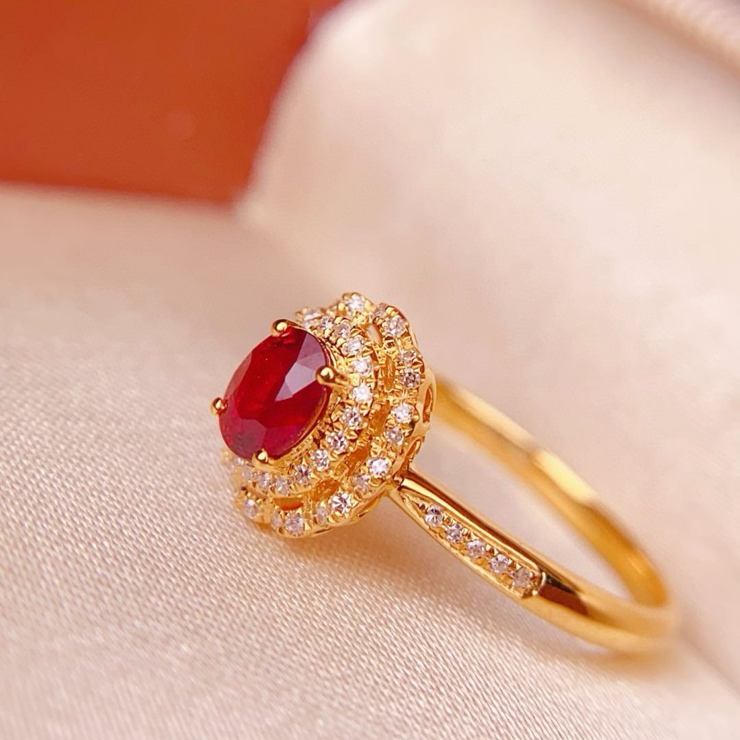 14k Gold 0.55 Ct Natural Ruby & Diamond Ring - 4