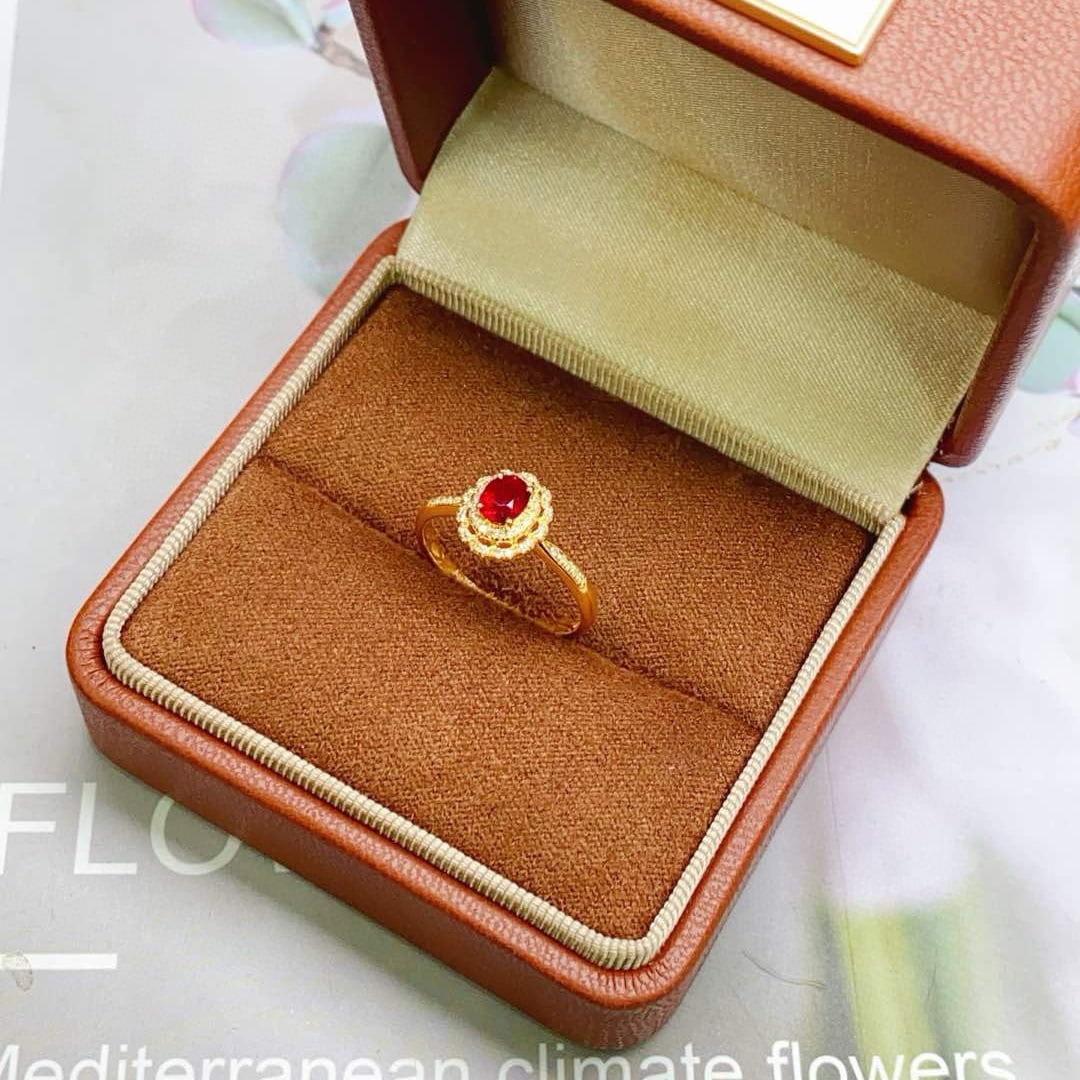 14k Gold 0.55 Ct Natural Ruby & Diamond Ring - 5