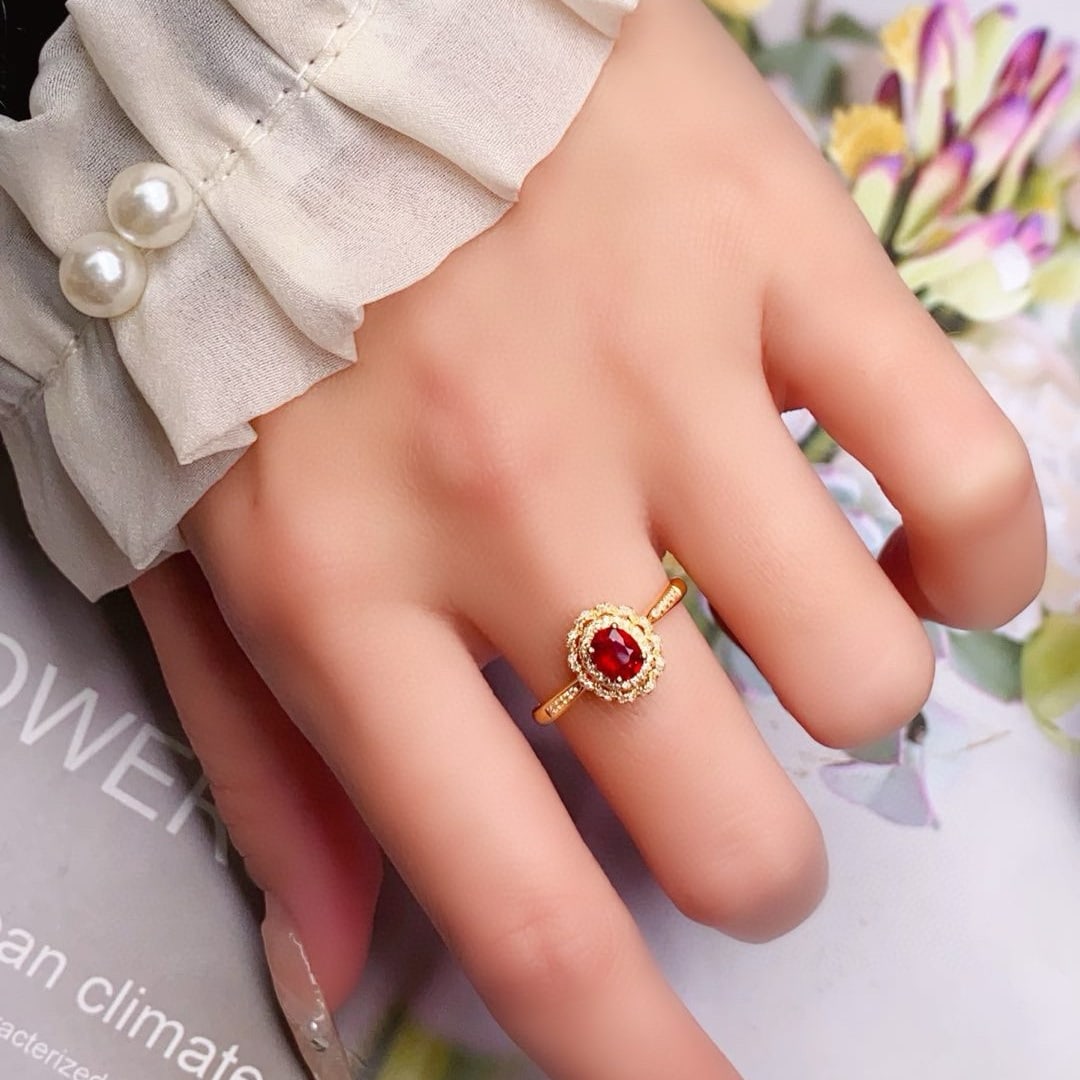 14k Gold 0.55 Ct Natural Ruby & Diamond Ring - 6