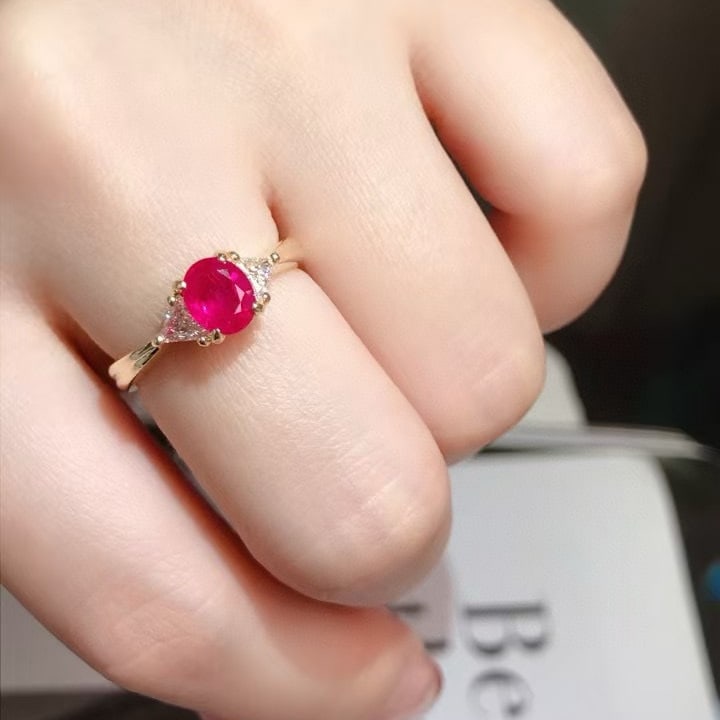 14k Gold 1.09 Ctw Natural Ruby & Diamond Ring - 2